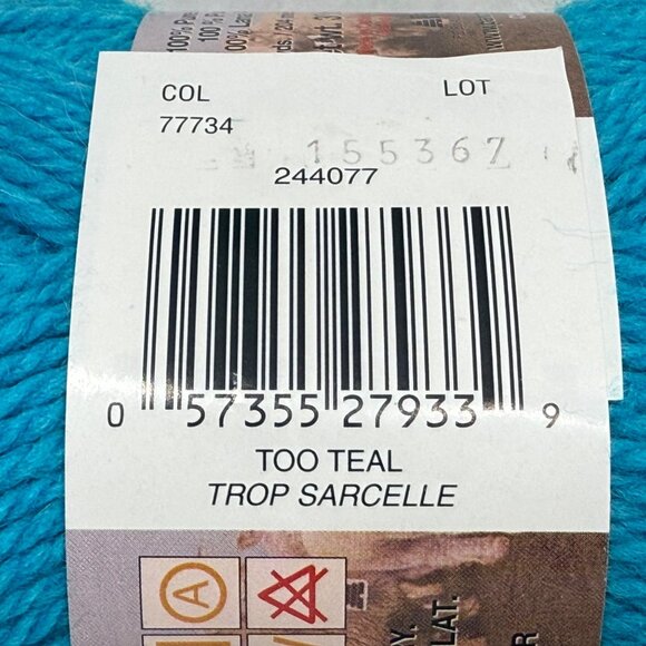 Patons Classic Wool "Too Teal" Yarn. 100% Wool - Lot of 2 new Skeins - Picture 6 of 6